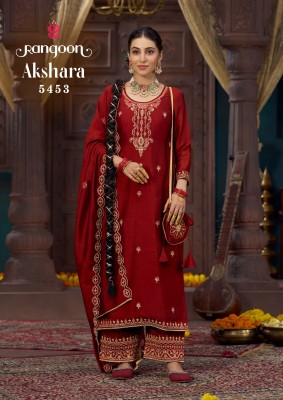 Akshara by Rangoon silk fancy hand work kurti pant and dupatta catalogue at affordable rate readymade suit catalogs