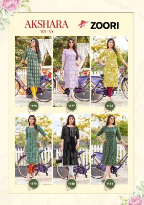 Akshara vol 30 by Zoori Heavy Reyon Embroidered Fancy Kurti Catalogue at affordable rate kurtis catalogs