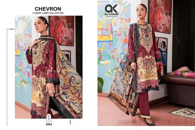 Al Karam Chevron Patch Work Design no 2001 to 2004 Series Cotton Printed with Embroidery Work Pakistani Design collection  pakistani suit catalogs