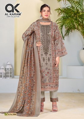 Al karam by bin ubaid vol 3 pure lawn embroidered dress material catalogue at low rate  dress material catalogs