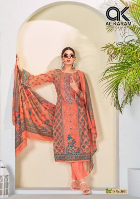 Al karam by bin ubaid vol 3 pure lawn embroidered dress material catalogue at low rate  dress material catalogs