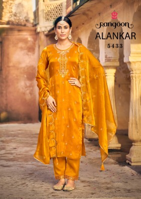 Alankar by Rangoon Burberry silk hand work fancy kurti pant and dupatta catalogue 