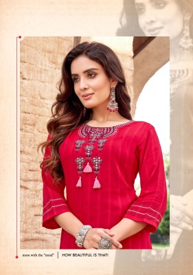 Albeli by Kadlee Reyon thread work fancy straight kurti catalogue at affordable rate kurtis catalogs