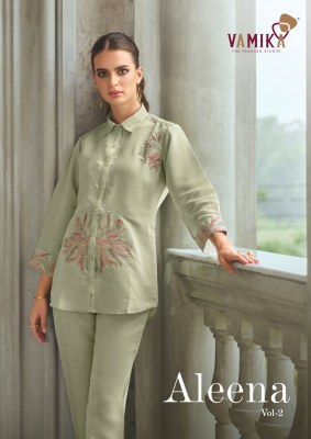 Aleena vol 2 by Vamika Heavy Chanderi Handwork multi work co ord set collection at low rate wholesale catalogs