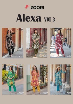 Alexa vol 3 by Zoori Trendy Reyon printed top and bottm with affordable rate kurtis catalogs