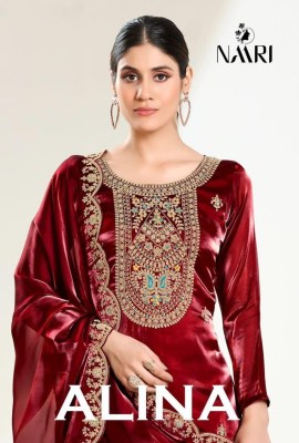 Alina by naari pure silk designer unstitched pakistani suit catalogue at affordable rate Naari