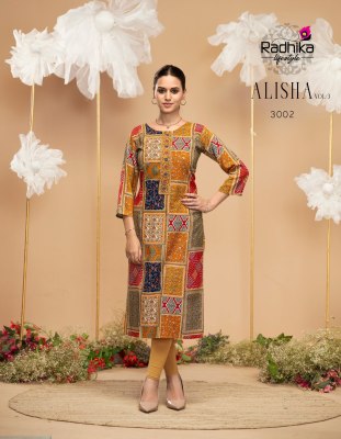Alisha vol 3 by Radhika Life style Liva Approved reyon printed  kurti set with budget rate kurtis catalogs