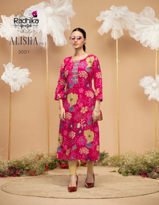 Alisha vol 3 by Radhika Life style Liva Approved reyon printed  kurti set with budget rate kurtis catalogs
