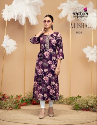 Alisha vol 3 by Radhika Life style Liva Approved reyon printed  kurti set with budget rate kurtis catalogs