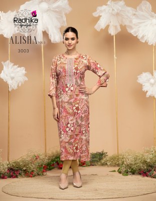 Alisha vol 3 by Radhika Life style Liva Approved reyon printed  kurti set with budget rate kurtis catalogs