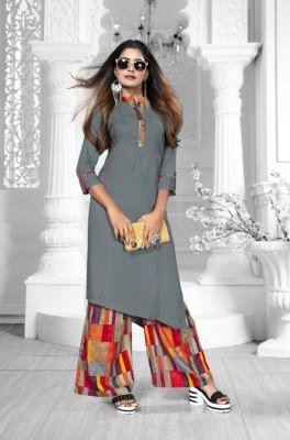 Alishka Fashion Aasmi 2 Rayon Kurti with Plazzo Stylish Ethnic Wear Wholesale Amavi