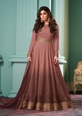 Alizza by Aashirwad creation Real georgette Fancy Long flared gown catalogue at affordable rate gown catalogs