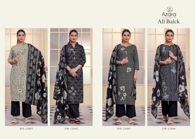 All black by Azara pure jam cotton embroidered unstitched suit catalogue salwar kameez catalogs