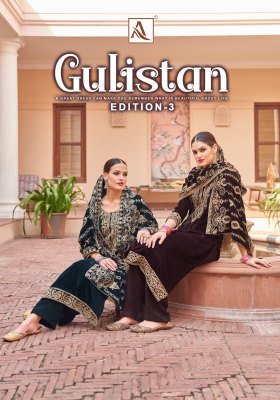 Alok Suit Gulistan 3 Premium Velvet And Pashmina Designer Embroidery Wholesale Collection Alok Suit