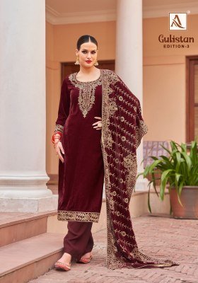 Alok Suit Gulistan 3 Premium Velvet And Pashmina Designer Embroidery Wholesale Collection dress material catalogs