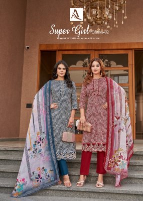 Alok Super Girl 2 Unstiched Top Pure Bottom  Zam Cotton Designer Print Dupatta Fancy Lace Work Wholesale  wholesale catalogs