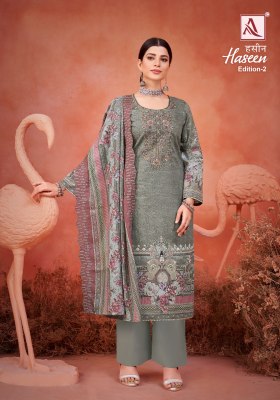 Alok suit by Haseen 2 pure cambric cotton digital printed Pakistani suit catalogue at affordable rate pakistani suit catalogs