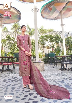 Alok suit by Spring premium beautiful printed unstitched dress material catalogue at low rate salwar kameez catalogs