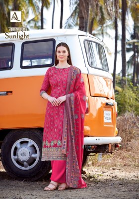 Alok suit by Sunlight premium designer print with hand work unstitched dress material catalogue at low rate salwar kameez catalogs