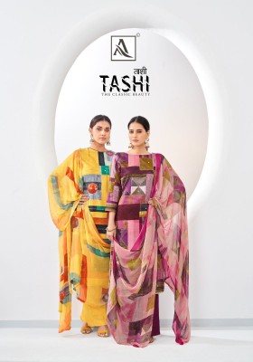 Alok suit by Tashi premium zam designer digital printed unstitched salwar kameez catalogue at wholesale price Alok Suit