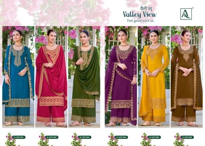 Alok suit by Valley view pure vichitra silk embroidered Pakistani suit catalogue at low rate pakistani suit catalogs