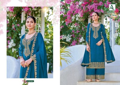 Alok suit by Valley view pure vichitra silk embroidered Pakistani suit catalogue at low rate pakistani suit catalogs