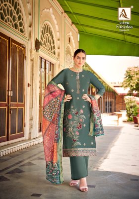 Alok suit present FALSAFAA 12 premium dola jacquard unstitched  dress material at  amaviexpo salwar kameez catalogs