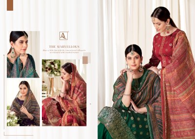 Alok suit present Kalamkari pure hand jacquard unstitched dress material at wholesale price salwar kameez catalogs