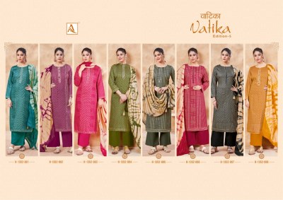 Alok suit present vatika edition 5 pure cotton printed with handwork unstitched salwar suit catalogue at affordable rate salwar kameez catalogs