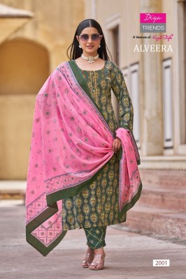 Alveera by Diya trends straight kurti pant and dupatta catalogue at low rate Diya Trends