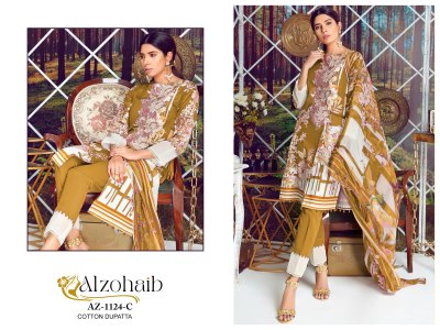 Alzohaib by AZ 1124 ABC Pure Cotton printed patch work dress material catalogue at low rate dress material catalogs