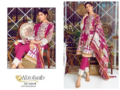 Alzohaib by AZ 1124 ABC Pure Cotton printed patch work dress material catalogue at low rate dress material catalogs