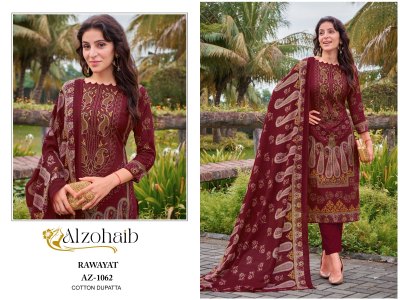 Alzohaib by Rawayat pure cotton printed self embroidered unstitched suit catalogue salwar kameez catalogs