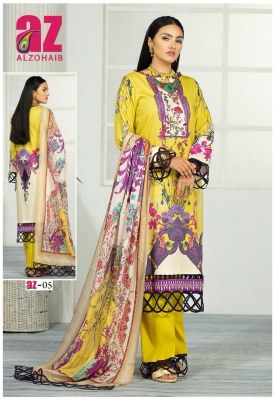 Alzohaib by Zoohra heavy luxury lawn cotton printed karachi suit catalogue at wholesale price Karachi suits catalogs