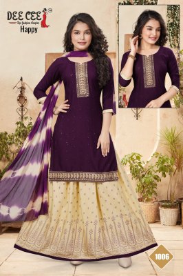 Happy by Deecee A line kurti embroidered Straight kurti with skirt and dupatta catalogue at affordable rate  readymade suit catalogs