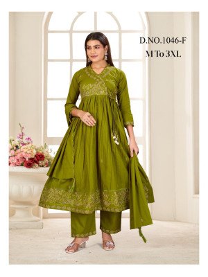 Amavi D.No.1046-F Pure Mull Dhabu Cotton Set Combo Embroidered Kurti Pant Set Wholesale wholesale catalogs