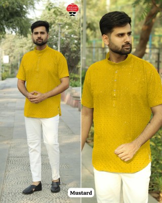 Amavi Present Chikankari Stylish Short Kurta Chikan Work Mens Kurta Catalogue at affordable rate mens kurta