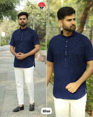 Amavi Present Chikankari Stylish Short Kurta Chikan Work Mens Kurta Catalogue at affordable rate mens kurta