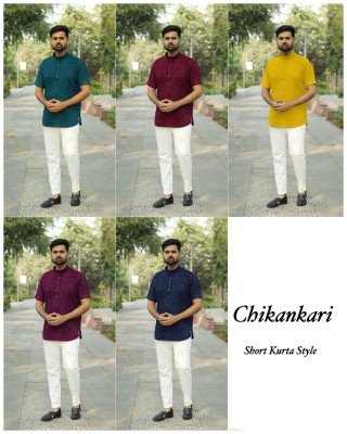 Amavi Present Chikankari Stylish Short Kurta Chikan Work Mens Kurta Catalogue at affordable rate mens kurta