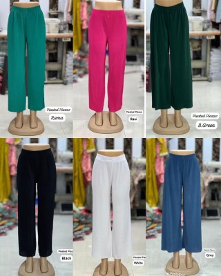 Amavi Present Heavy Lycra pleated  Elastic Waist Wrinkle free Bottom wear catalogue at low rate bottom wear catalogs