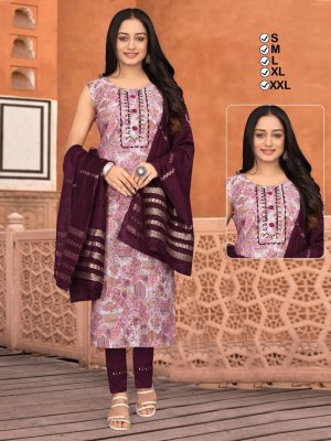 Amavi Presents Modal printed Embroidery Work Kurti Pant Dupatta Set Size Set Combo Kurti manufacture price  Size wise Combo Set