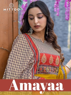 Amaya by Mittoo Handwork Embroidered Kurti pant with Dupatta collection at affordable rate wholesale catalogs