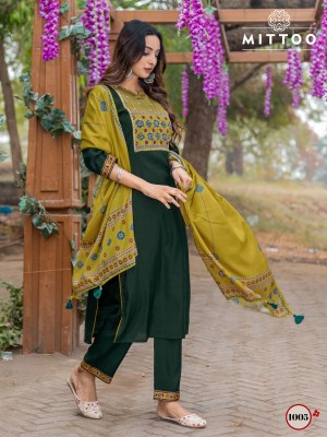 Amaya by Mittoo Handwork Embroidered Kurti pant with Dupatta collection at affordable rate readymade suit catalogs