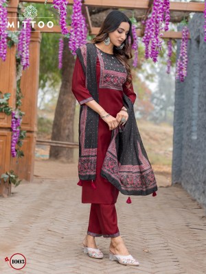 Amaya by Mittoo Handwork Embroidered Kurti pant with Dupatta collection at affordable rate readymade suit catalogs