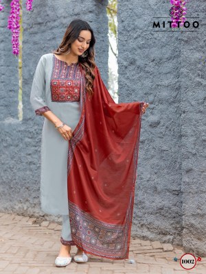 Amaya by Mittoo Handwork Embroidered Kurti pant with Dupatta collection at affordable rate readymade suit catalogs