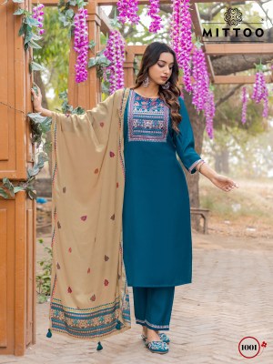 Amaya by Mittoo Handwork Embroidered Kurti pant with Dupatta collection at affordable rate readymade suit catalogs