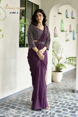 Amoha Tendz A380  Star Georgette Saree with Intricate Hand Work And Embroidery Blouse Wholesale sarees catalogs