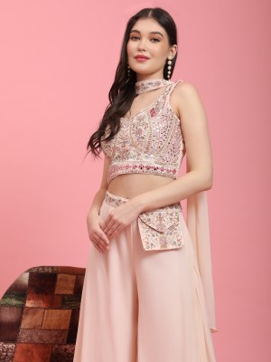 Amoha trends by Readymade C324 heavy Embroidered fancy readymade crop top with palazzo catalogue at low rater readymade suit catalogs