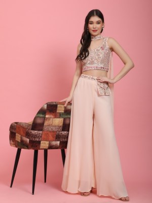 Amoha trends by Readymade C324 heavy Embroidered fancy readymade crop top with palazzo catalogue at low rater readymade suit catalogs