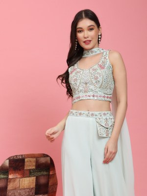 Amoha trends by Readymade C324 heavy Embroidered fancy readymade crop top with palazzo catalogue at low rater readymade suit catalogs